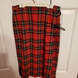 Vintage Pringle of Scotland Red Tartan Wool Kilt US Size  8/10 Mint
